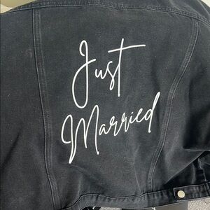 Black 'Just Married' Denim Jacket